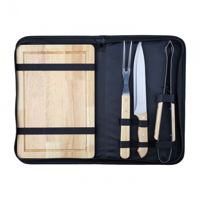 SET BARBECUE PERSONNALISABLE 4 PIECES 'RIBS' - noir