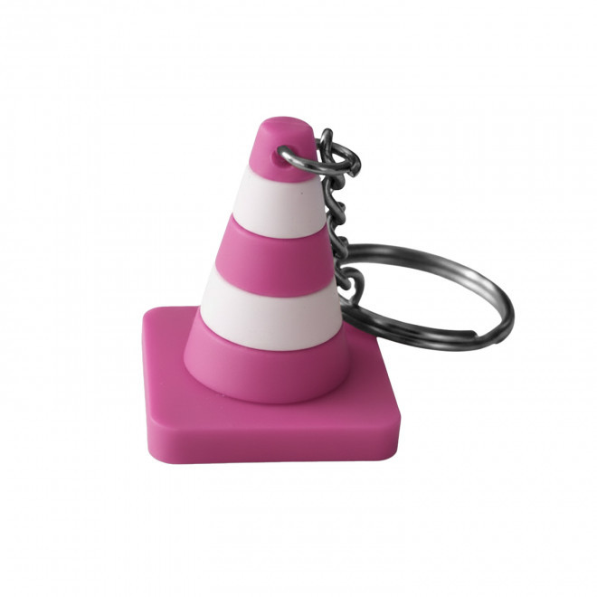 PORTE CLES PVC 3D CONE CHANTIER PERSONNALISABLE 'CONY' - rose
