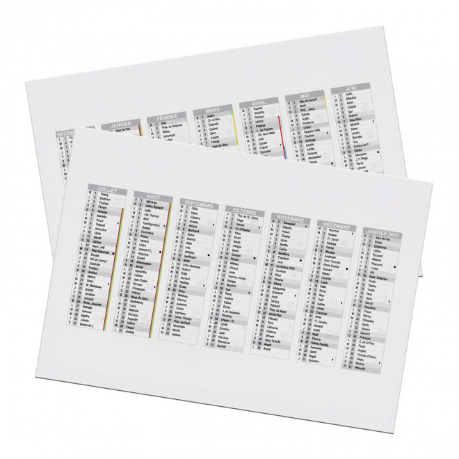 CALENDRIER REMBORDE PERSONNALISABLE 'CREDI' 55x39cm - 60 x 42 cm