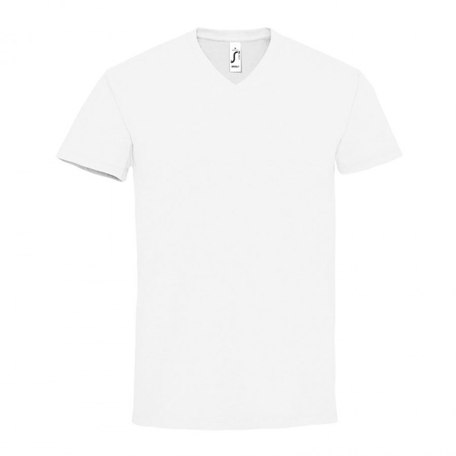 T-SHIRT BLANC HOMME PUBLICITAIRE COL V 'IMPERIAL V' - blanc