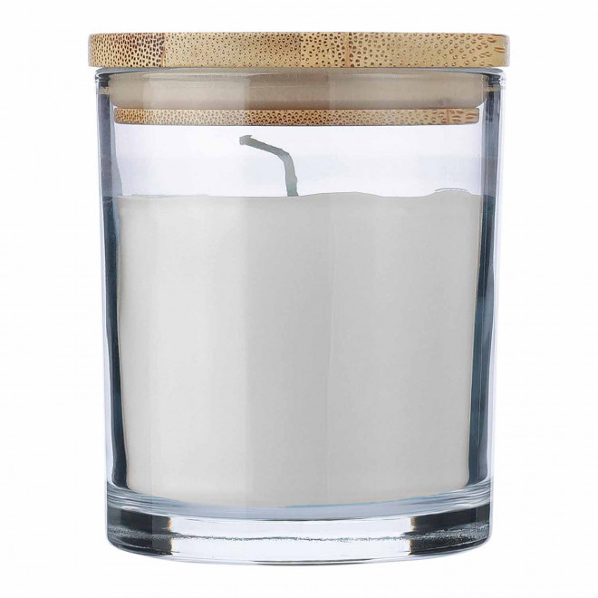 BOUGIE PERSONNALISABLE COUVERCLE BAMBOU 'BANILA COLOR' - blanc