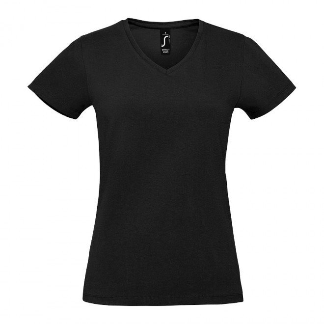 TEE-SHIRT FEMME PUBLICITAIRE COL V 'IMPERIAL V' - noir