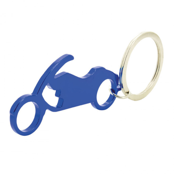 PORTE-CLÉS DÉCAPSULEUR PROMOTIONNEL  'MOTO' - bleu