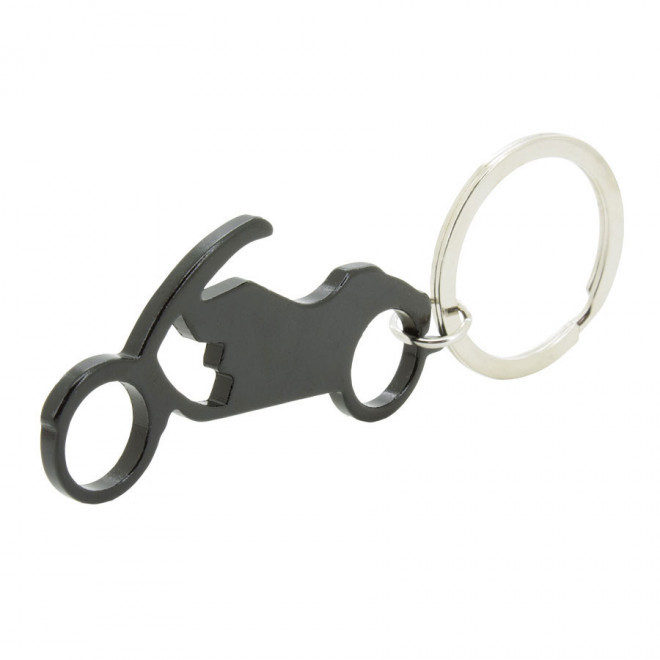 PORTE-CLÉS DÉCAPSULEUR PROMOTIONNEL  'MOTO' - noir