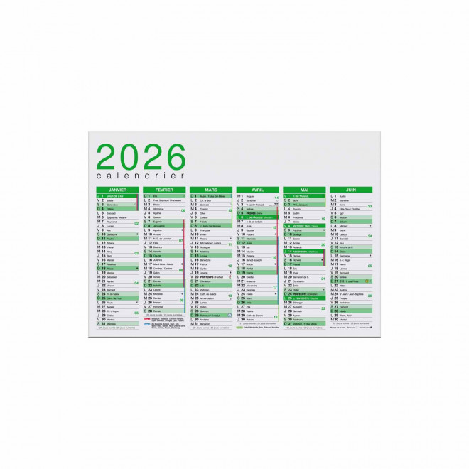 CALENDRIER SOUPLE PERSONNALISABLE CARTONNÉ A2 À A5 'ASTERO' - vert