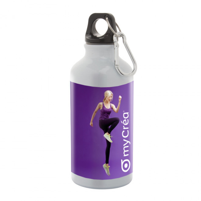 GOURDE EN METAL AVEC MOUSQUETON 'EVEREST' SUBLIMATION - blanc