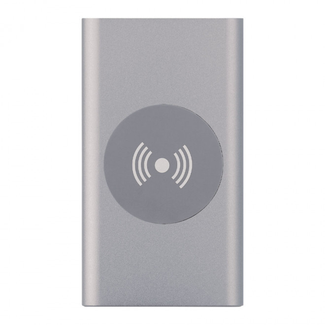 BATTERIE EXTERNE PUBLICITAIRE ET CHARGEUR A INDUCTION 'LERGEN' - argenté