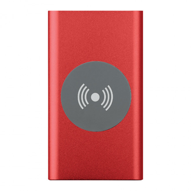 BATTERIE EXTERNE PUBLICITAIRE ET CHARGEUR A INDUCTION 'LERGEN' - rouge