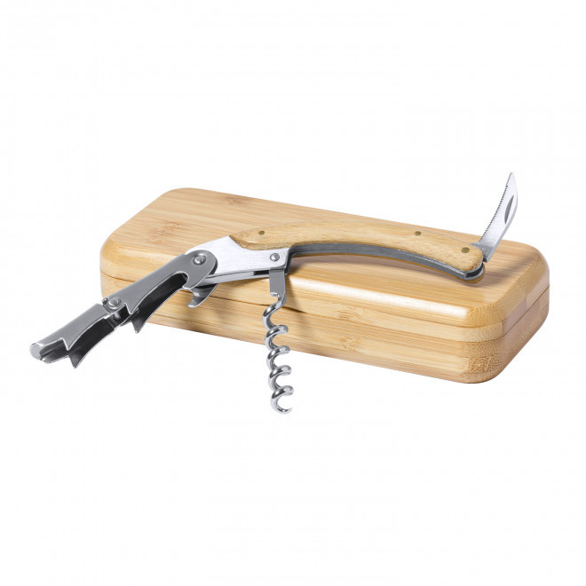 SOMMELIER AVEC BOITE PERSONNALISABLE 'ROUSSILLON BAMBOU ' - beige