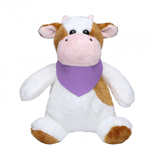 PELUCHE VACHE PERSONNALISABLE 'AMEUHLY BANDANA '  - violet