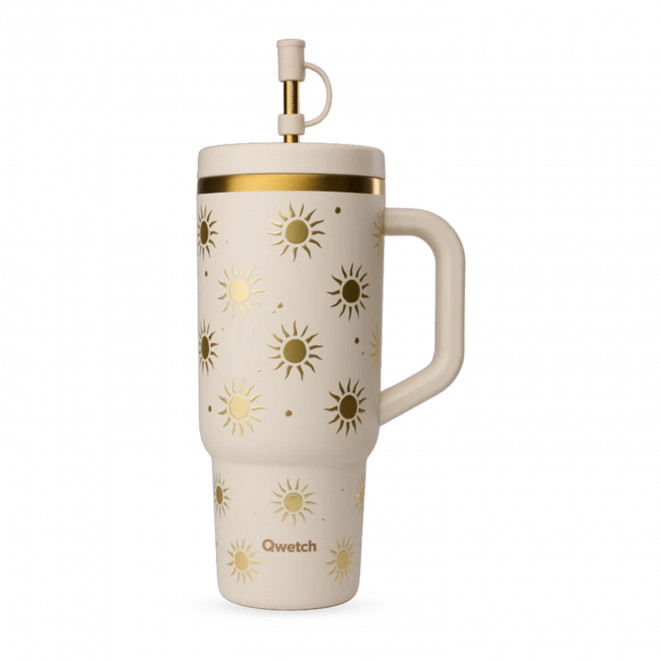 MUG ISOTHERME AVEC POIGNEE QWETCH® PERSONNALISABLE 'TRAVEL CUP' - évasion sable