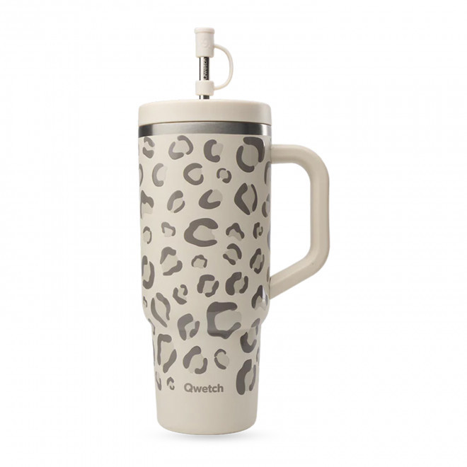 MUG ISOTHERME AVEC POIGNEE QWETCH® PERSONNALISABLE 'TRAVEL CUP' - wild sable