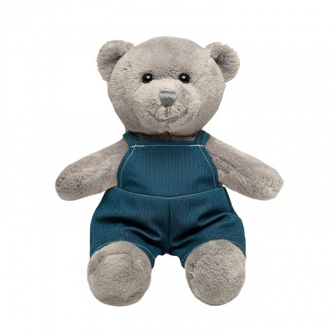 PELUCHE OURSON SALOPETTE PERSONNALISABLE 'PLOMBI' - gris clair