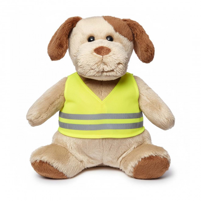 PELUCHE OURSON GILET SECURITE PERSONNALISABLE 'OURSI' - brun