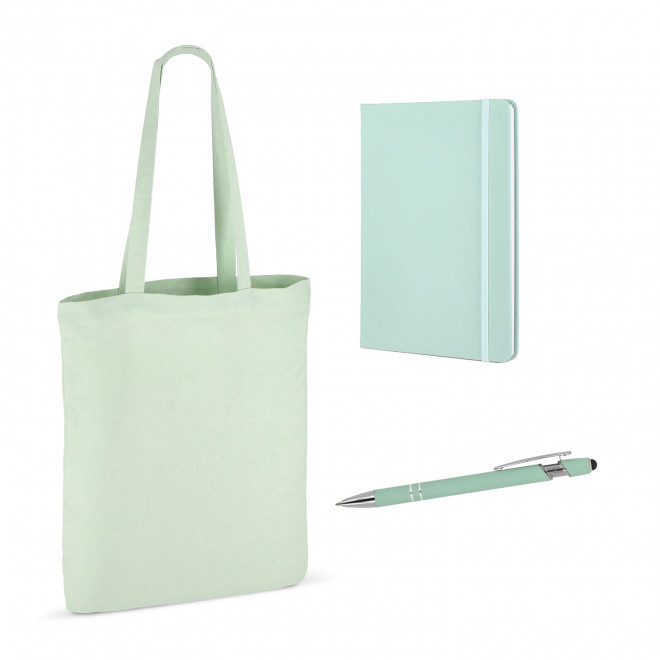 SET SAC CARNET ET STYLO PERSONNALISABLE 'BUSY' - menthe