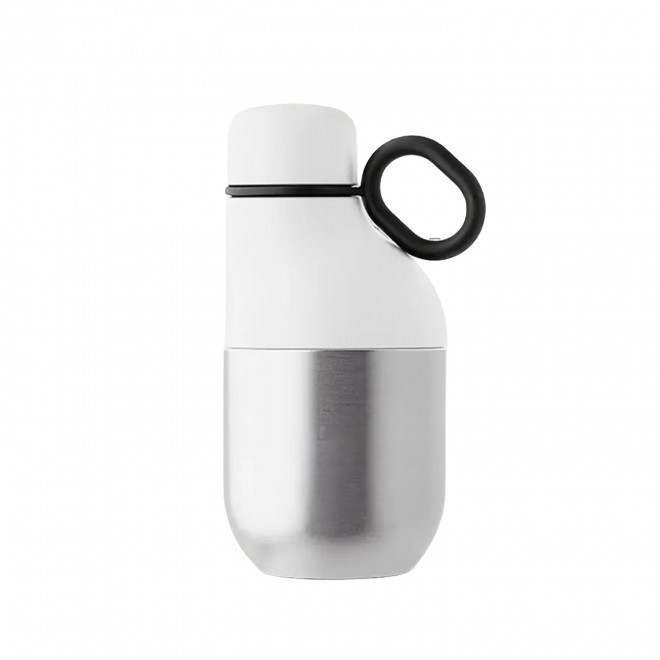 GOURDE ET MUG ISOTHERME 2 EN 1 330ML PERSONNALISABLE 'TIHOU' - blanc/argenté