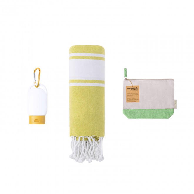 SET PUBLICITAIRE TROUSSE ET ACCESSOIRES ETE 'BRONDZ' - jaune/vert