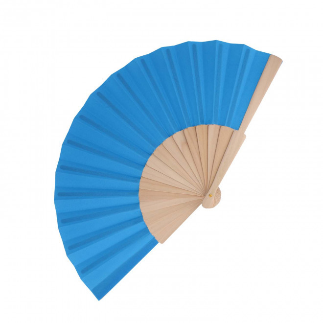 EVENTAIL EN BOIS PERSONNALISABLE 'FANNY WOOD RPET' - bleu clair