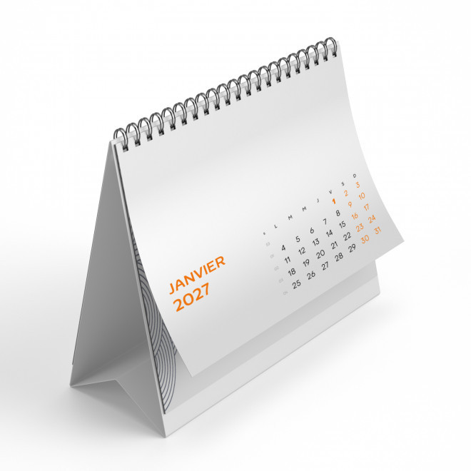 CALENDRIER CHEVALET CARRÉ COUCHÉ BRILLANT 14,8X14,8CM PERSONNALISÉ 'EASEL CARRÉ'  - orange