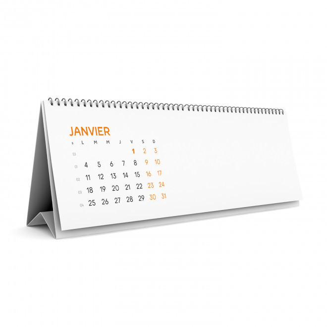 CALENDRIER CHEVALET RECYCLÉ 29,7X10,5CM PERSONNALISÉ 'EASEL RECYCLÉ' - orange