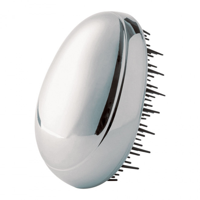 BROSSE A CHEVEUX GALET PERSONNALISABLE 'TAHA' - argenté