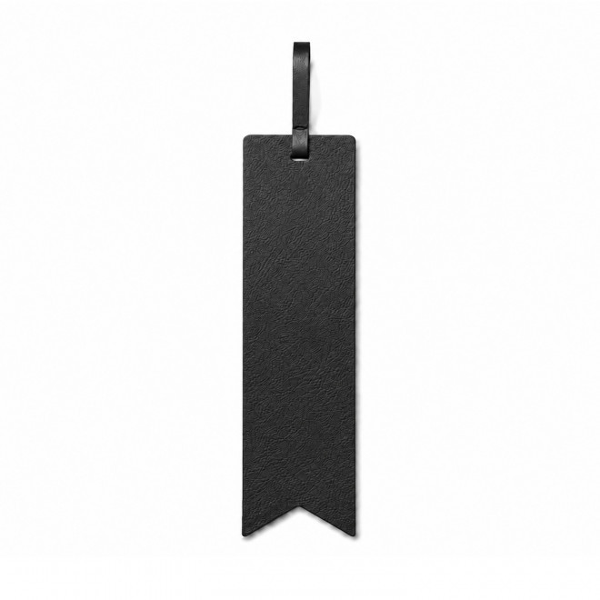MARQUE PAGE PERSONNALISE EN CUIR RECYCLE 'FABY' - noir satin