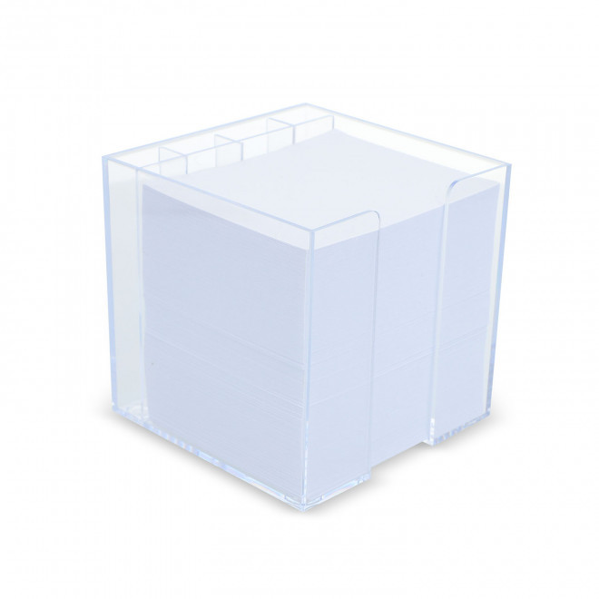 BLOC PAPIER POT A CRAYON PERSONNALISE 'CUBI POT' - transparent