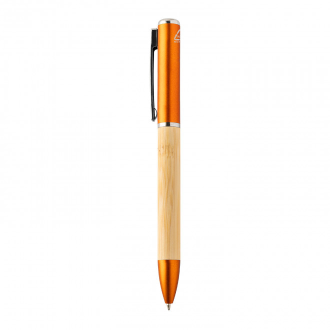 STYLO ALU RECYCLE AVEC LAMPE PERSONNALISABLE 'LEVO BAMBOU' - orange