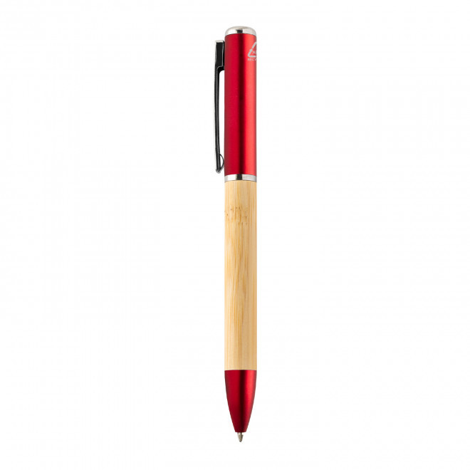 STYLO ALU RECYCLE AVEC LAMPE PERSONNALISABLE 'LEVO BAMBOU' - rouge