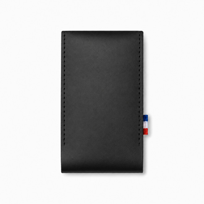 ETUI AVEC MIROIR CUIR RECYCLE PERSONNALISABLE 'FABY' - noir satin