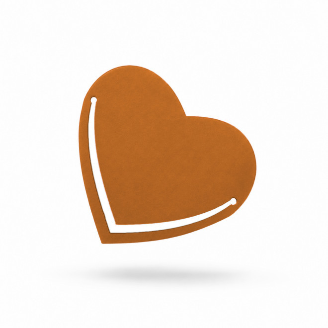 MARQUE PAGE PUBLICITAIRE COEUR EN CUIR RECYCLE 'FABY' - nature