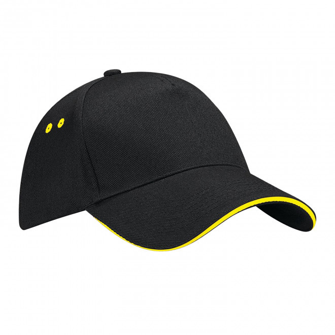 CASQUETTE BEECHFIELD PERSONNALISABLE 'SANDWICH PEAK' - noir/jaune