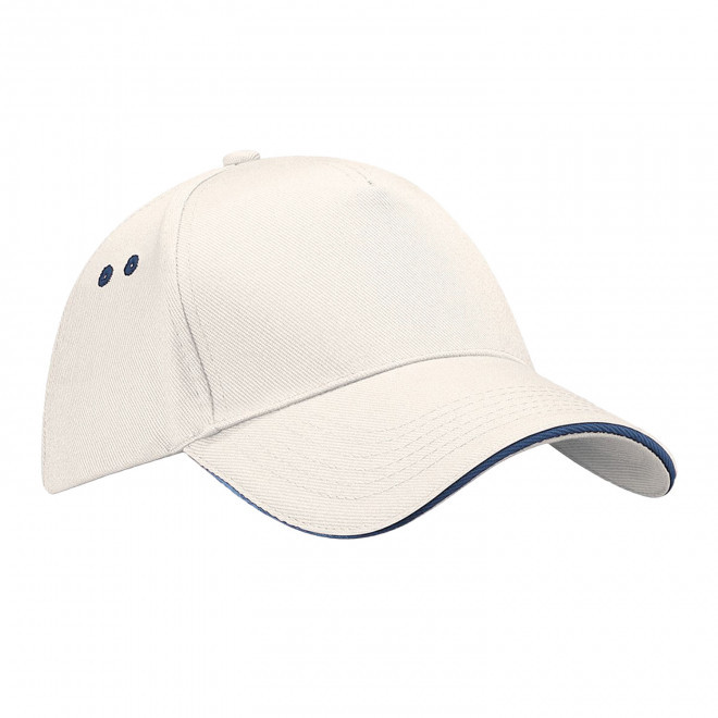 CASQUETTE BEECHFIELD PERSONNALISABLE 'SANDWICH PEAK' - beige/bleu marine