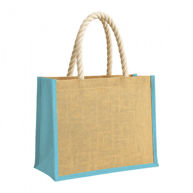 SAC EN JUTE PERSONNALISABLE 'PAROSY' - bleu ciel