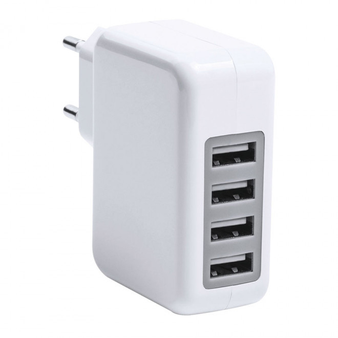 ADAPTATEUR USB PUBLICITAIRE 4 PORTS 'FOURCE' - blanc