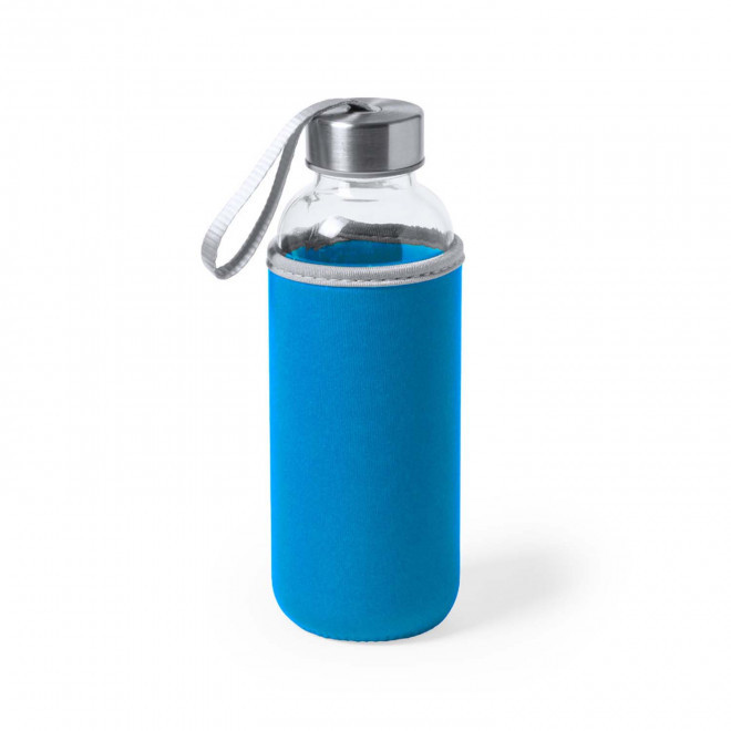 BOUTEILLE EN VERRE PERSONNALISABLE 'MALDEN' - bleu clair