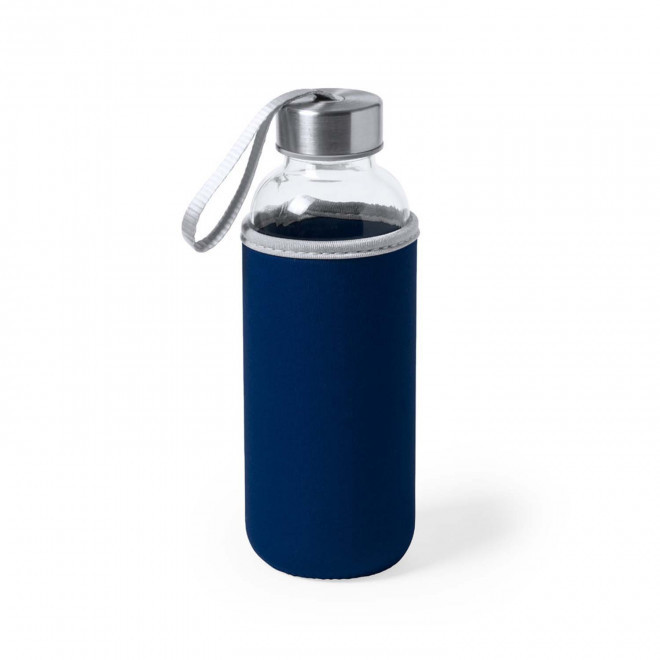BOUTEILLE EN VERRE PERSONNALISABLE 'MALDEN' - bleu foncé