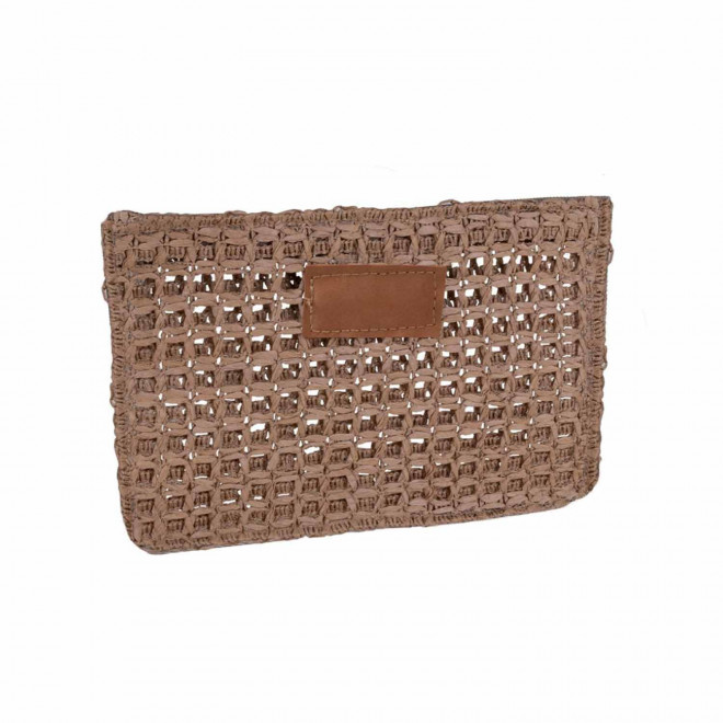 TROUSSE EN RAPHIA PERSONNALISABLE 'LEZO' - marron