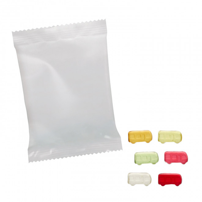 BONBONS GOMME DE FRUITS PERSONNALISABLE 'PIMPY OPAQUE' - bus