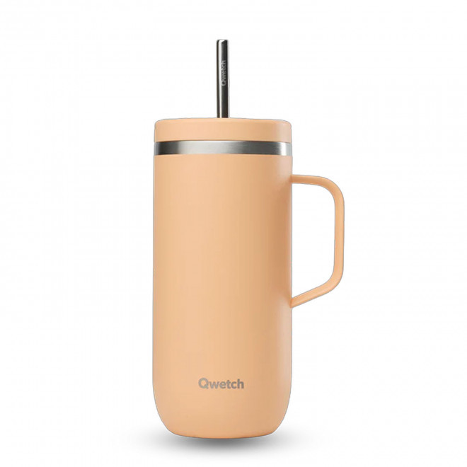 MUG ISOTHERME 600ML PERSONNALISE 'COLD CUP POIGNEE' - abricot