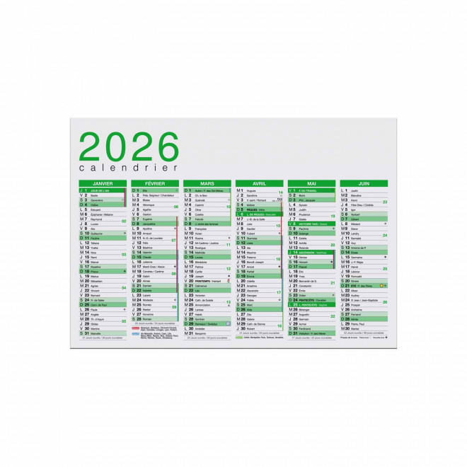 CALENDRIER PAPIER SOUPLE PERSONNALISABLE 'ASTERO RECYCLE' - vert