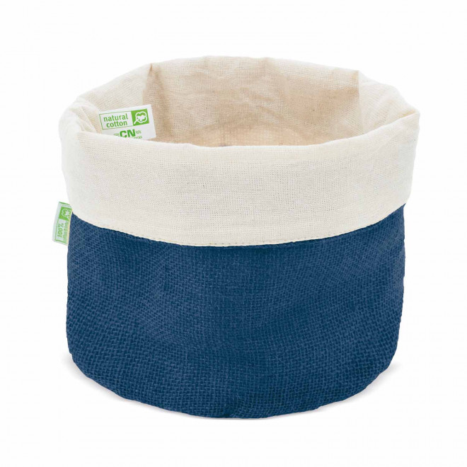 PANIERE A PAIN EN COTON ET JUTE PERSONNALISEE 'PRUPRUNE' - bleu marine