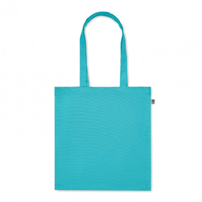 TOTE BAG PUBLICITAIRE AVEC SOUFFLET COTON BIO 'FABIO' - turquoise