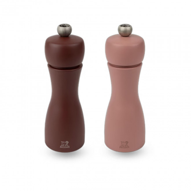 COFFRET 2 MOULINS SEL POIVRE PERSONNALISABLE 'DUO TAHITI' - marron