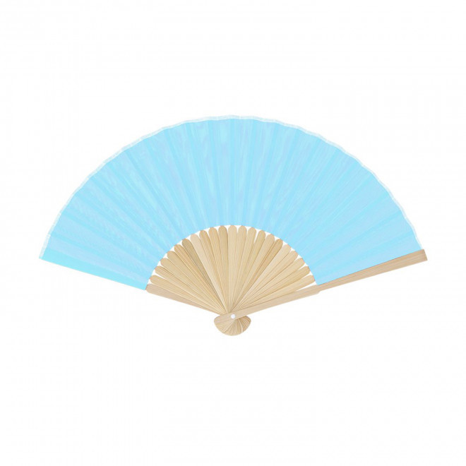 EVENTAIL EN BAMBOU PERSONNALISE 'FANNY BAMBOU II' - bleu clair