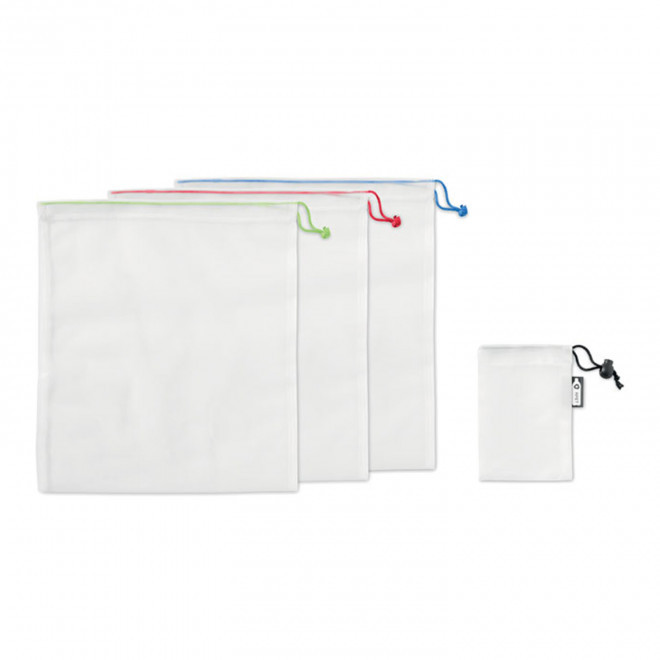 ENSEMBLE DE 3 SACS FILETS PUBLICITAIRES 'VEGGIE' - blanc