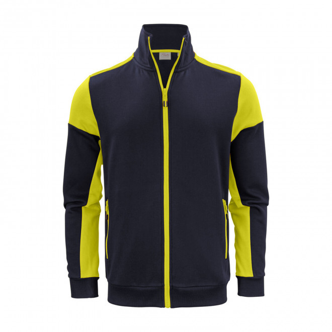 SWEAT ZIP PERSONNALISABLE FEMME  'PRIME SWEAT ZIP' - marine/jaune fluo