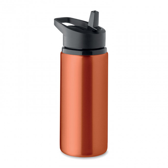 BOUTEILLE PERSONNALISABLE EN ACIER AVEC PAILLE 'FRIG' - orange