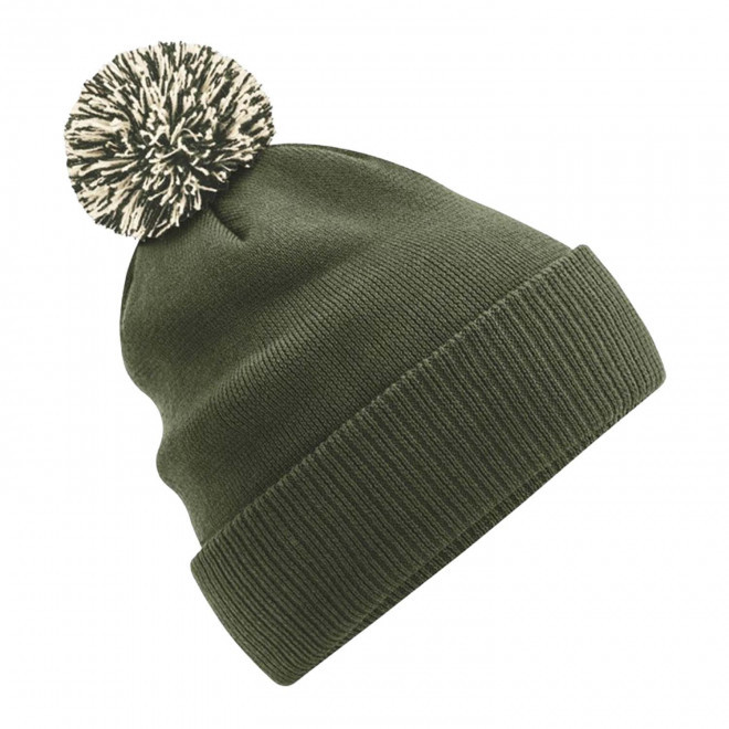 BONNET PERSONNALISABLE POMPOM BEECHFIELD® 'SNOBI' - olive/crème