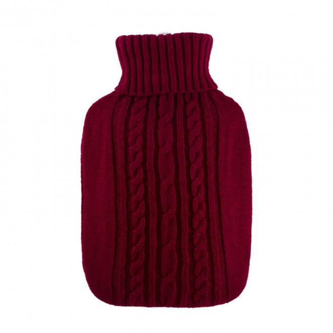 BOUILLOTTE PERSONNALISABLE 1.8L HOUSSE TRICOTEE 'CALDA' - rouge